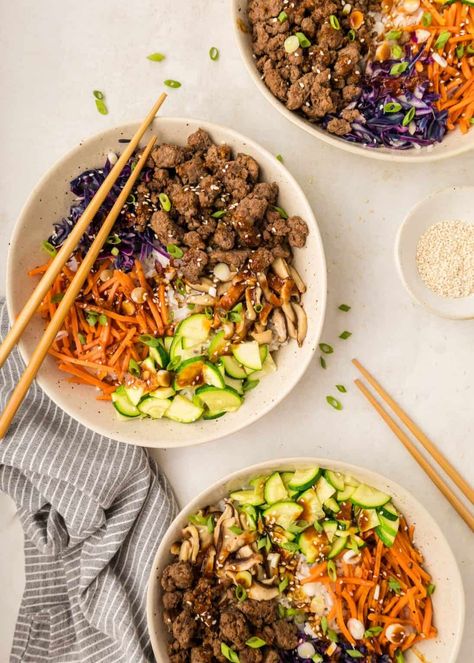 Korean Beef Bowls | Living Chirpy Whole30 Korean Beef Bowl, Sesame Soy Beef Bowls, Easy Korean Beef Bowl, Korean Bbq Beef Bowl, Teriyaki Beef Bowl, Korean Beef Bowl Recipe, Baked Buffalo Chicken Wings, Hot Sauce Chicken, Korean Beef Bowl