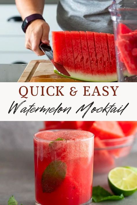 Virgin Summer Drinks, Watermelon Mocktail Recipe, Watermelon Summer Drinks, Watermelon Mocktail, Watermelon Recipes Drinks, Pina Colada Mocktail, Summer Drinks Nonalcoholic, Batch Cocktail Recipe, Easy Mocktails