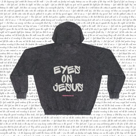 Eyes On Jesus Hoodie, Christian Hoodie, Christian Merch, Christian Aesthetic Hoodie, Christian Apparel, Christian Gift, Christian Streetwear Description 📖 These mineral wash hoodies are made from a blend of 60% cotton and 40% polyester, offering a medium-heavy fabric weight of 8.5 oz/yd² (300 g/m²). They feature a sewn-in label and an oversized fit for comfortable wear. Please note that the mineral wash pattern may show through the design, enhancing the hoodie's signature vintage look. Why You' Christian Streetwear Design, Christian Hoodies Aesthetic, Christian Hoodie Design, Christian Drip, Christian Brands, Jesus Merch, Jesus Hoodies, Jesus Sweater, Jesus Clothing