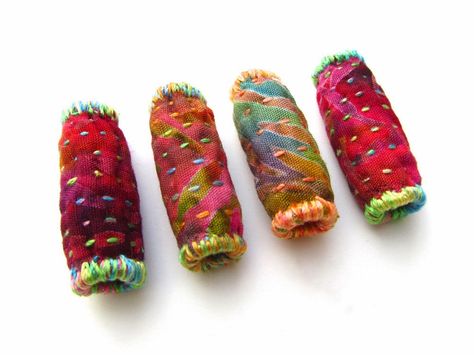 My quilted fabric bead obsession continues...         (Which is good, as they are now selling almost as fast as I can stitch them!)      ... Paper Beads Diy, Fiber Art Jewelry, The Obsession, Felt Beads, Beads Pictures, Felt Jewelry, Fiber Jewelry, Fabric Necklace, Quilted Fabric