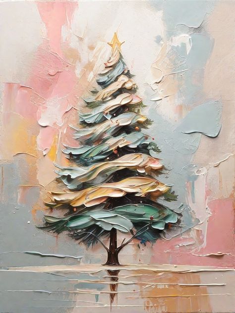 Leonardo Diffusion XL Abstract oil painting of Christmas tree 2 Texture Christmas Art, 3d Tree Painting, Textured Christmas Tree Painting, Spackle Art Christmas, Christmas Textured Art, Christmas Tree Painting Canvases, Abstract Christmas Painting, Christmas Paintings On Canvas Easy Diy, Christmas Abstract Art