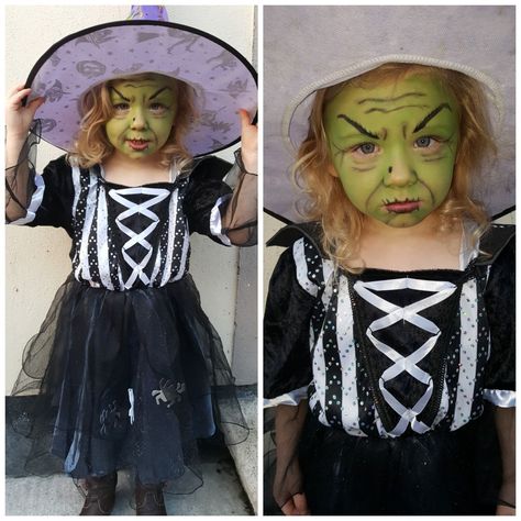 Toddler Witch Makeup Halloween, Halloween Makeup Witch Kids, Kids Witch Makeup Halloween, Toddler Witch Makeup, Old Witch Makeup, Kids Witch Makeup, Witch Face Paint, Witchy Makeup, Halloween Makeup For Kids