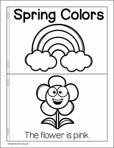 Spring Colors Mini Book for Preschool - 1st Grade (10 pages - free printable) May Flowers Preschool Activities, Spring Preschool Writing Activities, Spring Lessons For Toddlers, First Day Of Spring Art Preschool, Spring Books For Toddlers, Spring Books For Kindergarten, Spring Hands On Activities For Preschoolers, April Craft Kindergarten, April Prek Crafts