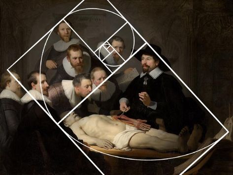 The Golden Ratio Revealed in 7 Masterpieces | Art & Object Golden Ratio Composition, Golden Ratio Art, Golden Ratio In Design, Golden Proportion, Rembrandt Paintings, Divine Proportion, Anatomy Lessons, Golden Spiral, The Golden Ratio