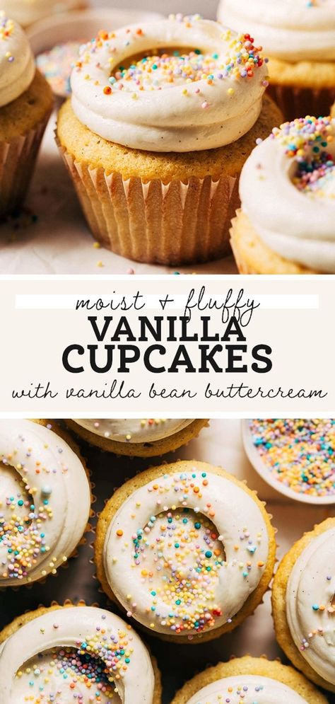 Best Vanilla Cupcakes, Silky Buttercream, Homemade Vanilla Cupcakes, Moist Vanilla Cupcakes, Butternut Bakery, Vanilla Bean Cupcakes, Vanilla Bean Buttercream, Cookie Recipes Chewy, Vanilla Cupcake Recipe