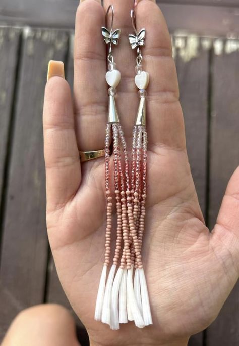 Beaded Earrings With Dentalium, Dentalium Shell Earrings, Dentallium Earrings, Dentalium Jewelry, Porcupine Earrings, Dentalium Earrings, Beaded Regalia, Indigenous Earrings, String Earrings