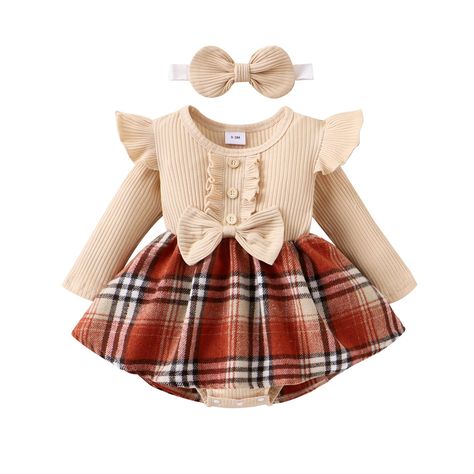 Plaid Romper, Dress Ruffles, Amazon Baby, Winter Skirt Outfit, Clothes Winter, Girls Fall Outfits, Ruffle Long Sleeve