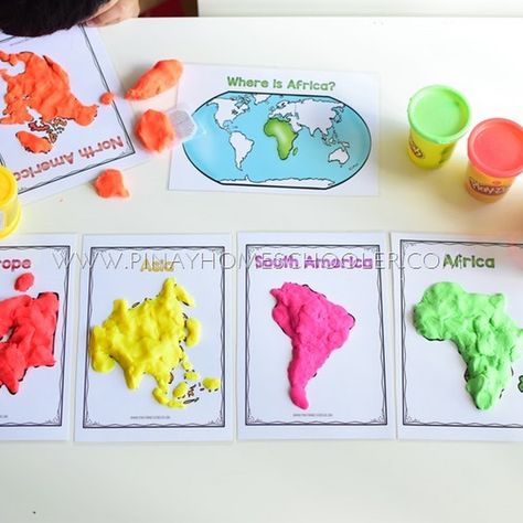 For more tactile learners, these cards are a great way to review the continents. All you need is a printer and some Play-Doh and your learner will master the 7 Continents in no time. Continents Activities, Bad Cough, Around The World Theme, Montessori Geography, Geography Activities, Practical Life Activities, Continents And Oceans, Easy Toddler, Les Continents