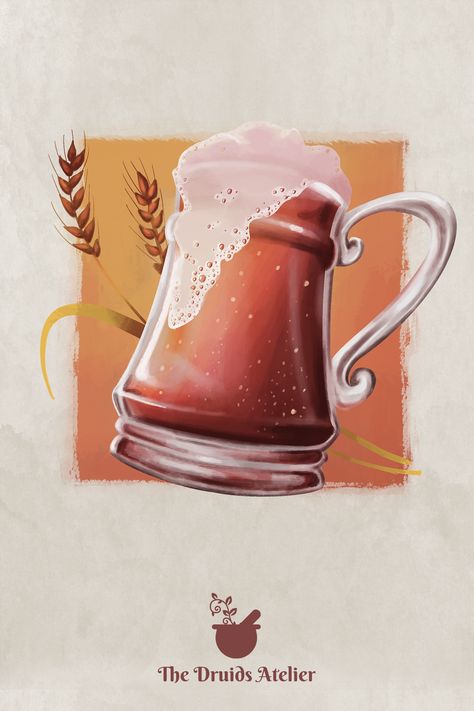 I create hand-drawn illustrations for unique D&D items! Join me on Patreon and Instagram!🌟 #digitalartwork #dnd #dungeonsanddragons #digitalpainting #digital #illustration #magicitem #dnditem #conceptart #fantasyart #craftedbeer #beerartillustration #dndart Dnd Food Art, Dnd Tavern Drinks, Fantasy Drinks Dnd, Tavern Food Art, Dnd Party Art Tavern, Dnd Drinks, Dnd Beer Mug, Red Beer, Fantasy Food