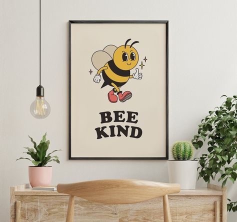 Spice up your blank wall with this witty and funny pun illustrated bee poster! Perfect for decorating your living space, bedroom, or office. You can also print this as a postcard for your loved ones! DIGITAL DOWNLOAD ONLY! You will get 5 High Resolution 300 DPI JPG Files in A2, A3, A4, A5 & A6 sizes. TERMS OF USE You may: - use these printed images any way you like FOR PERSONAL USE You may not: - share the digital files - sell the digital files in their current form - print out/reproduce the fil Retro Bee Illustration, Y2k Typography, Bees Illustration, Retro Y2k Aesthetic, Bee Mascot, Bee Aesthetic, Bee Poster, Bee Cartoon, Bee Puns