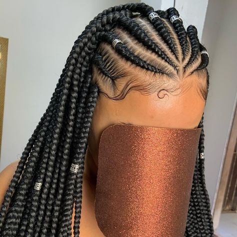 Fulani Braids With Box Braids Futuristic Hair, Protective Hairstyles For Natural Hair, Cute Braided Hairstyles, Quick Braided Hairstyles, Fulani Braids, Pretty Braided Hairstyles, Braided Hairstyles Updo, Cornrow Hairstyles, African Braids Hairstyles