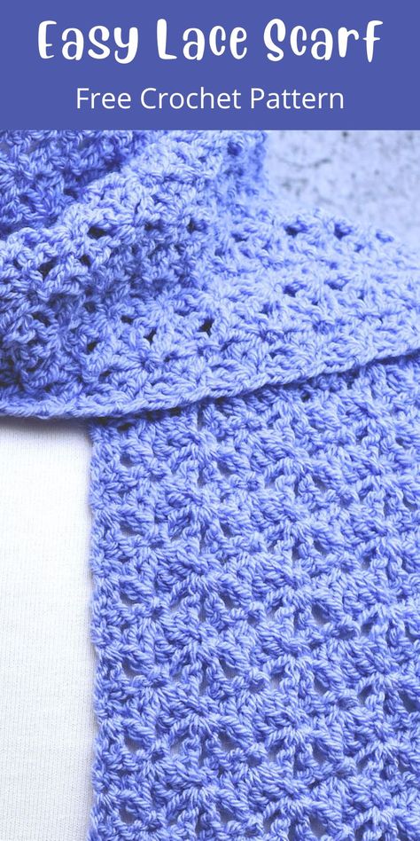 Crochet Scarf Pattern Dk Yarn, Crochet Scarf Pattern Free Easy Kids, Simple Crochet Scarf Pattern Free, Quick Crochet Scarf Pattern Free, One Skein Crochet Scarf, Winter Scarf Crochet, Crochet Lacy Scarf, Crochet Lace Scarf Pattern, Block Stitch