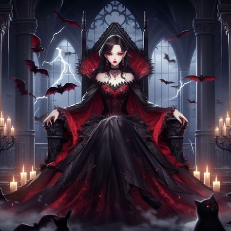 Vampire Princess Aesthetic, Vampire Empress, Female Dracula, Vampire Queen Art, Dark Royal Aesthetic, Gothic Girl Art, Vampire Princess, Female Demons, Book Cover Artwork