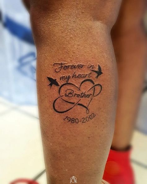 Mom Memorial Tattoo Ideas For Son, Tattoos For Grandpa Passing For Women, Memorial Brother Tattoo Ideas For Sister, In Memory Of Sister Tattoo, Tribute Tattoos In Memory Of Brother, Son Memorial Tattoo For Mom, In Loving Memory Tattoos For Brother, Brother Tattoo In Memory Of, In Loving Memory Tattoos Husband