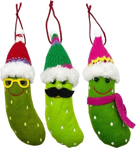 Amazon.com: 3 pcs Pack Felt Pickle Christmas Tree Ornaments : Home & Kitchen Felt Pickle, Christmas Pickle Ornament, One Is Fun, Woody Birthday, Pickle Ornament, Ugly Sweater Diy, Christmas Pickle, Felt Ornaments Patterns, Christmas Light Ornament