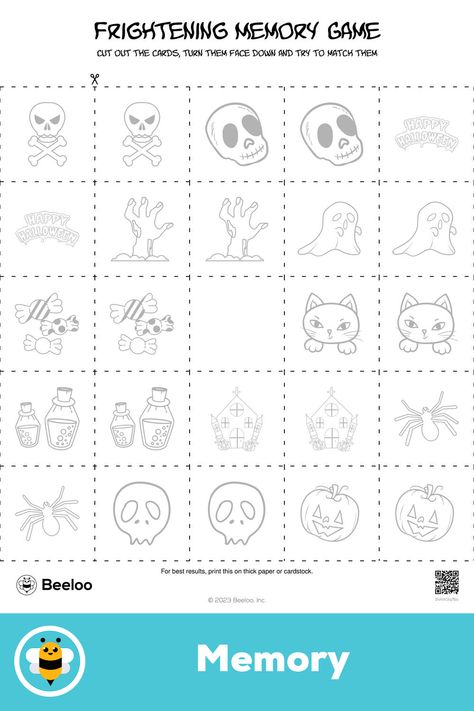 Advanced halloween-themed memory game for kids ages 8 and up Halloween Memory Game, Crafts And Activities For Kids, Memory Games For Kids, Memory Game, Game For Kids, Memory Games, Printable Crafts, Halloween Activities, Halloween Printables