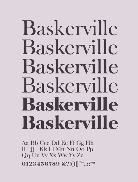 Baskerville Font | book, elegant, formal, german, legible, modern style, neutral, roman serif, sensible, static, feminine. Serif Typography Poster, Baskerville Font, Classic Serif Fonts, Minimalist Font, Trendy Fonts, Classic Fonts, Popular Fonts, Graphic Design Fonts, Print Fonts