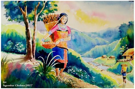 Watercolour Painting: Watercolor painting Watercolor Composition, Oil Pastel Drawings Easy, Watercolor Scenery, Cv Format, Oil Pastel Drawings, Cute Couple Drawings, Watercolor Landscape Paintings, Buddha Art, Animal Sketches