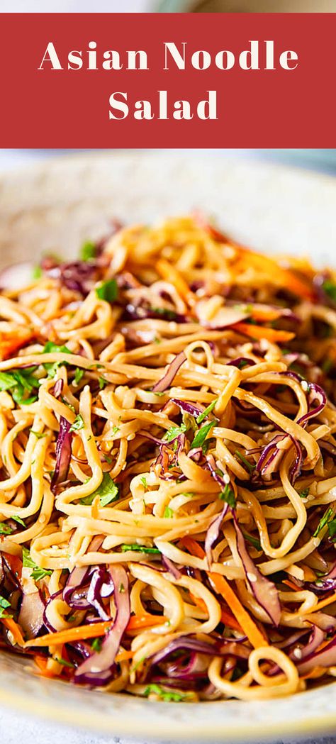 Asian Noodle Salad in Peanut Dressing Spicy Peanut Dressing, Asian Salad Recipe, Asian Noodle Salad, Peanut Salad, Resep Pasta, Asian Noodle Recipes, Asian Noodle, Peanut Dressing, Asian Salad