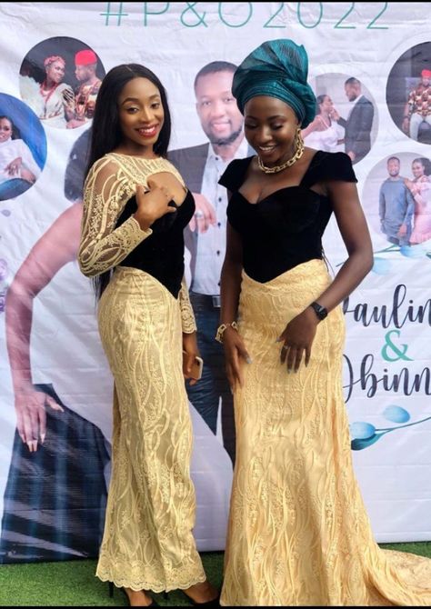 Velvet And Lace Asoebi Styles, Velvet Styles, Asoebi Styles, Velvet Fashion, African Dress, Lace Skirt, Velvet, Lace, How To Wear