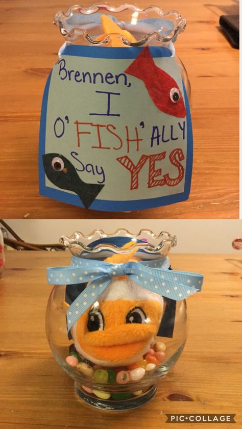 Cute Promposal Response Promposal Response Ideas, Promposal Response, Prom Response Ideas, Dance Responses, Dance Answers, Fishing Promposal, Cute Promposal, Dance Asks, Dance Proposals