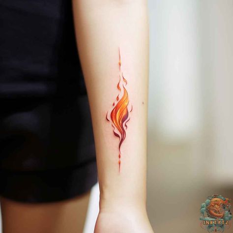 Geometric Flame Tattoo, Ankle Fire Tattoo, Dragon Flames Drawing, Fire Water Matching Tattoos, Fire Angel Tattoo, I Am The Fire Tattoo, Tattoos Of Fire, Fire Element Tattoo Ideas, Fire Themed Tattoos