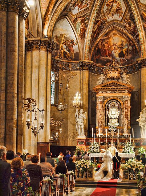 A wedding in a side chapel of Arezzo Cathedral, Italy by Anguskirk Italy Cathedral Wedding, Sistine Chapel Wedding, Italy Church Wedding, Wedding Cathedral, Wedding Venues Church, Spanish Wedding, Cathedral Wedding, Catholic Wedding, Wedding Inside