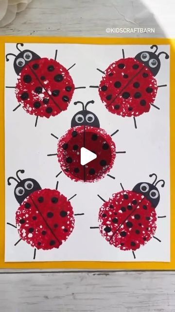 Kidscraftbarn on Instagram: "Sponge printed ladybugs 🐞 Follow along for crafts! 

#springcrafts #ladybugs #easycrafts #craftsforkids" Creative Arts For Kindergarten, Ladybug Crafts For Toddlers, Sponge Activities For Kids, Insects Activities Preschool, Creative Arts Activities For Preschool, Watercolor Ideas For Kids, Ladybug Kindergarten, Ladybug Crafts Preschool, Insect Activities Preschool