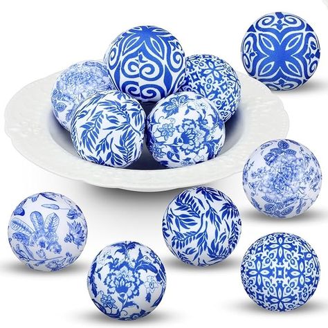 Amazon.com: Ceenna 12 Pcs Decorative Balls 2.36" Chinoiserie Centerpiece Bowl Filler Fabric Wrapped Balls Farmhouse Decorations for Party Holiday Trays Vases Basket Table(Fabric,Bright Style) : Home & Kitchen Chinoiserie Centerpiece, Table Fabric, Basket Table, Chinese Style Design, Farmhouse Decorations, Christmas Porcelain, Chinoiserie Christmas, Cobalt Blue Vase, Decorative Pebbles