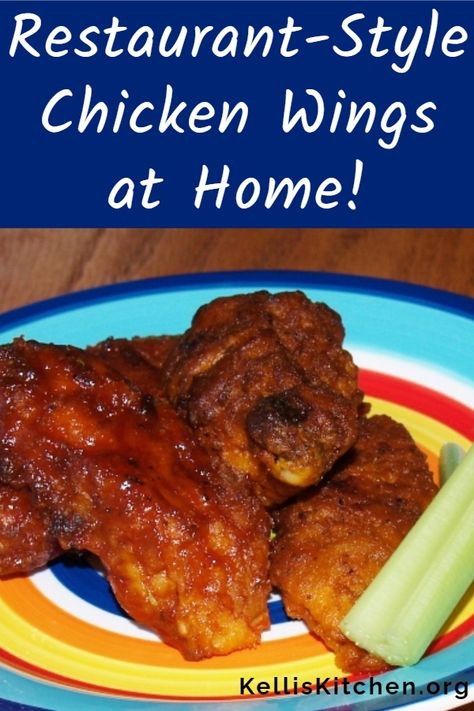 Restaurant-Style Chicken Wings at Home! via @KitchenKelli Restaurant Style Wings, Restaurant Style Chicken Wings, Breaded Chicken Wings, Wings At Home, Fire Recipes, Airfryer Chicken, Pizza Sandwich Recipe, Tyson Chicken, Cooking Chicken Wings