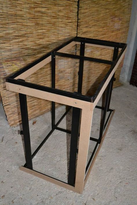 Aquarium stand from steel and wood Room Aquarium, Fish Tank Cabinets, Diy Aquarium Stand, Terrarium Stand, Aquarium Cabinet, Aquarium Stands, Wall Aquarium, Aquarium Set, Fish Tank Stand