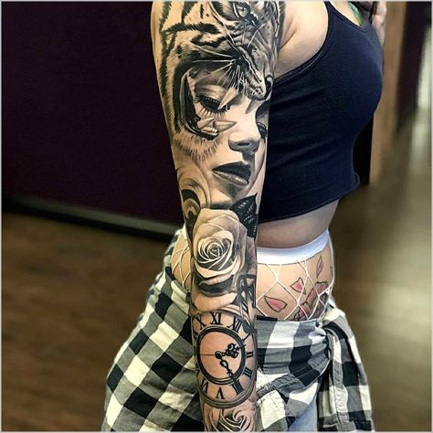 You want tattoo designs? By opening the link you will read the full article.  #tattoodesigns Black And Grey Sleeve, Black And Grey Tattoos Sleeve, Mangas Tattoo, Tattoo Snake, Tattoos Men, Girls With Sleeve Tattoos, Cat Tattoos, Back Of Shoulder Tattoo, Tattoos Geometric