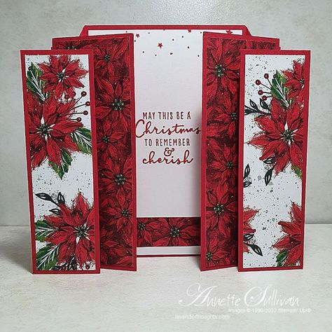 Folded Christmas Cards, Pop Up Christmas Cards, Christmas Card Tutorials, Boughs Of Holly, Poinsettia Cards, Stamped Christmas Cards, Fancy Fold Card Tutorials, Simple Christmas Cards, Card Making Templates