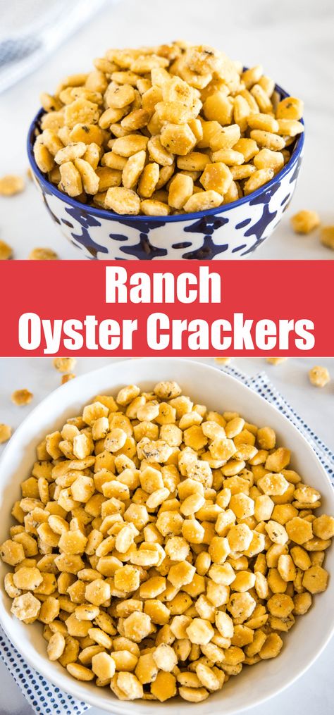 Ranch Dressing Crackers, Oyster Cracker Snack, Oyster Crackers Recipe, Seasoned Oyster Crackers, Ranch Oyster Crackers, Ranch Crackers, Easy Homemade Snacks, Seasoned Crackers, Crackers Recipe