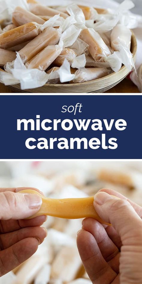 Perfect every time, these microwave caramels couldn’t get much easier! A few minutes of hands on time and you have caramel candy that tastes like you bought it at a fancy candy store. Microwave Candy, Caramel Sauces, Caramel Homemade, Soft Caramels Recipe, Christmas Sandwiches, Recipes Treats, Soft Caramels, Caramels Recipe, Caramel Recipe Easy