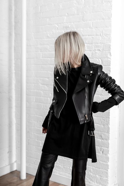 F*** it... Going to New York! - F I G T N Y Svarta Outfits, Leather Jacket Outfits, Black Leather Jacket, Dark Fashion, Looks Style, Style Chic, Womens Casual Outfits, Outfits Casuales, Look Fashion