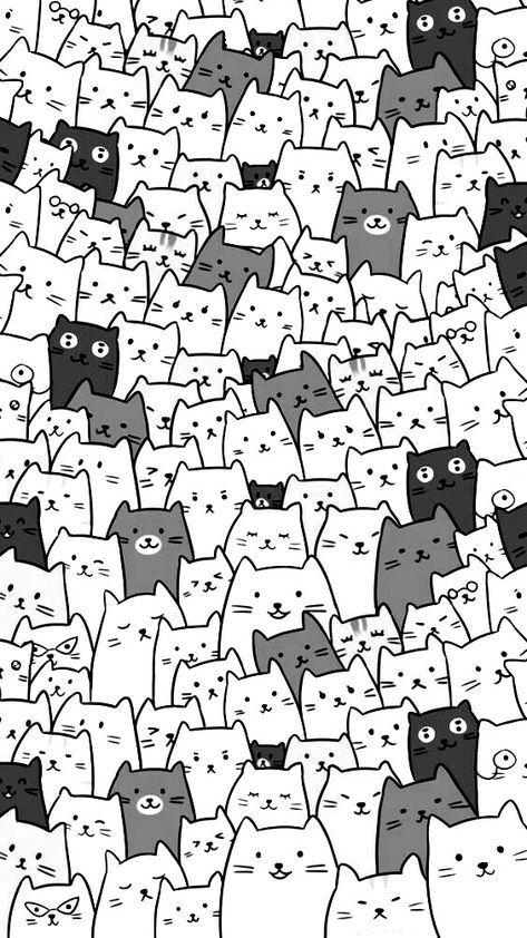 Cat Doodle Wallpaper, Pets Activities Preschool, Black And White Cat Wallpaper, Iphone Wallpaper Bright, Wallpaper Gatos, Grey And White Wallpaper, Mind Map Design, Cat Doodle, Cute Black Wallpaper