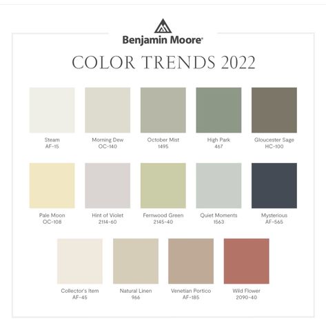 Paint Color Trends for 2022 Colors of the Year Paint Trends, Trending Paint Colors, Paint Color Inspiration, Green Paint Colors, Benjamin Moore Colors, Best Paint Colors, White Paint Colors, Paint Colour, Interior Paint Colors