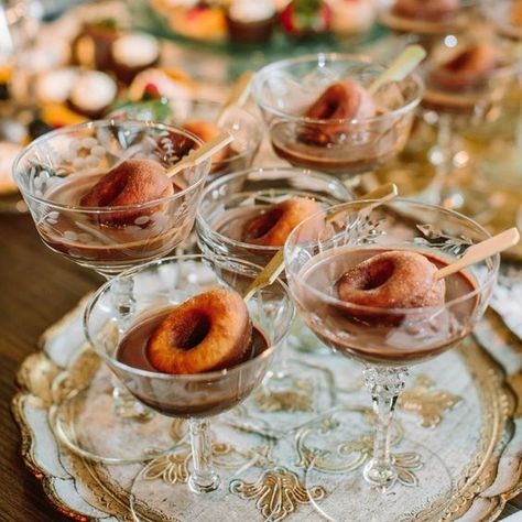 Entertaining With Champagne Coupe Glasses - Revel and Glitter Doughnut Wedding Cake, Wedding Catering Menu, Reception Food, Food Stations, Portable Food, Catering Menu, Catering Food, Night Snacks, Wedding Catering