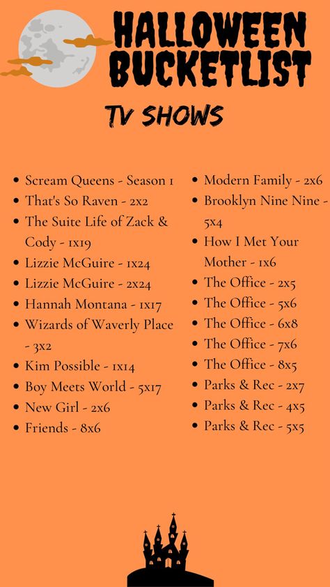 A list of some good TV episode on centering around Halloween! Halloween Tv Specials, Disney Halloween Shows, Nickelodeon Halloween Episodes, Modern Family Best Episodes List, Fall Tv Show Episodes, Fall Tv Episodes, Halloween Show Episodes, Halloween Episodes List Disney, Best Fall Tv Shows