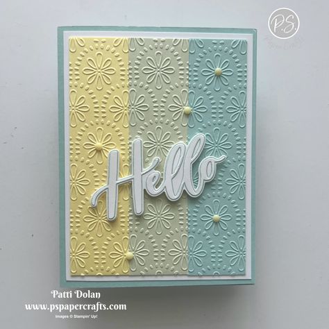 Stampin Up Pool Party Color Combos, Best Wishes Handmade Cards, Stampin Up Hello Cards, Stampin Up So Swirly Embossing Folder, Stampin Up Thoughtful Moments Hybrid Embossing Folder, Stampin Up Thoughtful Moments, Thoughtful Moments Stampin Up Cards, Stampin Up Embossing Folders Cards, Stampin Up Embossing Folders