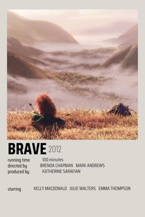 Brave Movie, Brave 2012, Minimalistic Posters, Disney Minimalist, Aesthetic Movie, Good Animated Movies, Minimalistic Poster, Movie Journal, Polaroid Posters