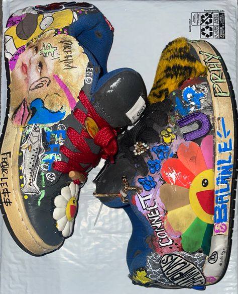 Custom Dunks, Graffiti Shoes, Shoes Cartoon, Koi Footwear, Big Shoes, Custom Painted Shoes, Nerd Fashion, Hype Clothing, Designer Clothing Brands