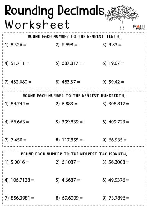 The following worksheets deal with rounding off decimal numbers to their nearest tenth, hundredth or thousandth. 5th Grade Math Worksheets Free Printable, Rounding Decimals 5th Grade, Year 6 Maths Worksheets, 6th Grade Math Worksheets, Rounding Decimals Worksheet, Rounding Worksheets, Decimal Multiplication, Rounding Whole Numbers, Grade 5 Math Worksheets