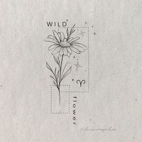 Aries Line Tattoo, Wild Flowers Art, Forearm Tattoo Fine Line, Fine Line Aries Tattoo, Line Art Tattoos Flower, You Belong Among The Wildflowers Tattoo, Aries Flower Tattoo, Wild Flower Tattoos, Wild And Free Tattoo