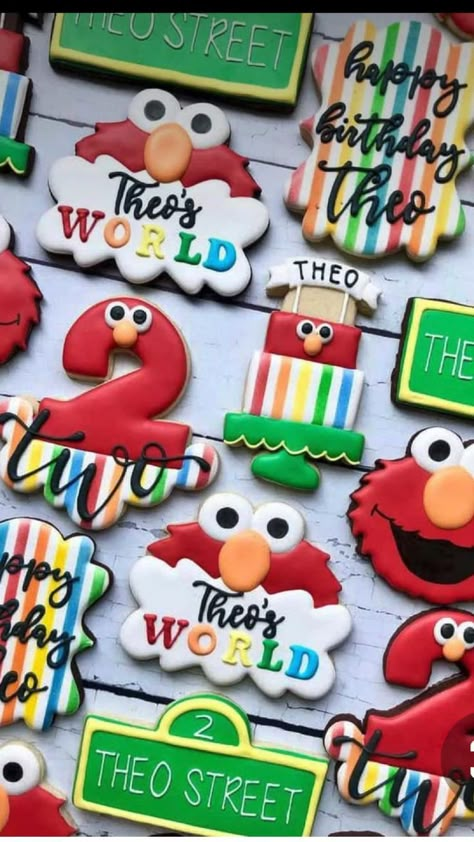 Elmo Themed Birthday Party, Sesame Street Party Ideas, Street Party Ideas, Sesame Street Birthday Party Ideas Boy, Elmo Birthday Party Boy, Sesame Street Birthday Cakes, Elmo Birthday Cake, Elmo First Birthday, Elmo Cookies