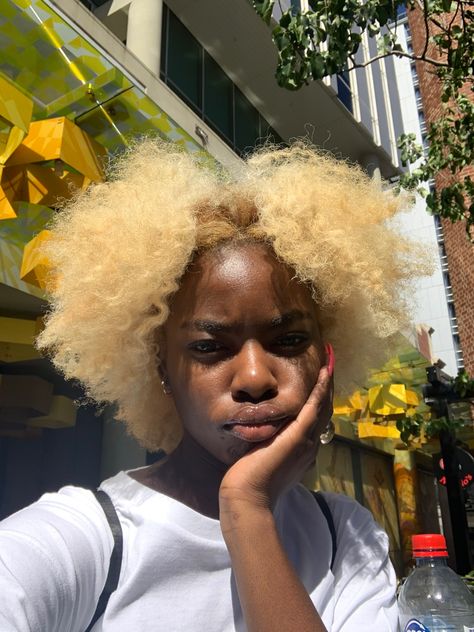 Frosted Tips Black Women Hair, Blonde Type 4 Natural Hair, Bleached 4c Hair, Blond Natural Hair Black Women, Blond 4c Hair, Blonde Afro Dark Skin, Blonde 4b Hair, Light Brown 4c Hair, Blonde Afro Hair Black Women