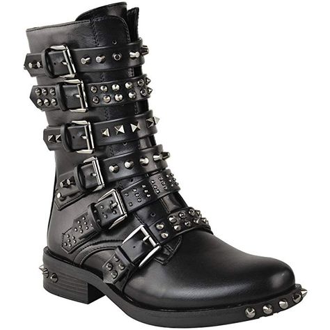 Fashion Thirsty Womens Studded Ankle Boots Buckle Biker Strappy Flat Shoes Size 5 Ankle High Boots, Gold Ankle Boots, Goth Boots, Low Heel Ankle Boots, Gothic Boots, Studded Ankle Boots, Studded Shoes, Branded Products, Strappy Shoes