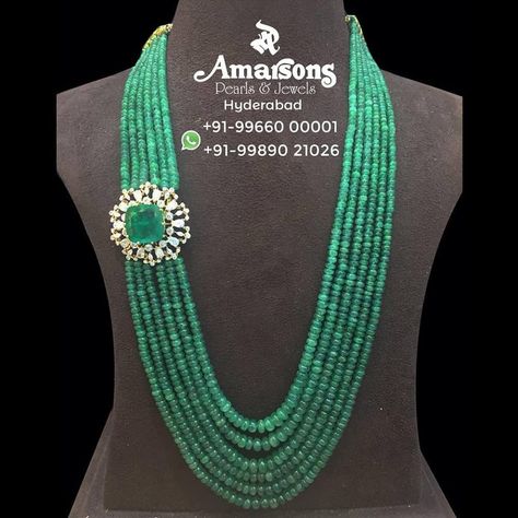 Amarsons Jewellery, Ruby Jewelry Necklaces, Green Jewellery, Necklace With Diamond, Pendant Sets, Pearl Necklace Designs, Beaded Necklace Designs, Antique Jewelry Indian, Black Beaded Jewelry