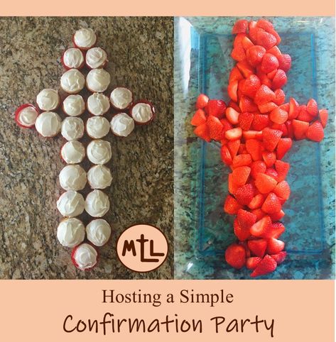 It's Sacrament Season! Host a simple Confirmation Party with a red and white theme. Confirmation Party Ideas Catholic, Confirmation Decorating Ideas, Confirmation Party Ideas, Catholic Confirmation, Confirmation Party, Ideas For Food, Food Decorations, Are Ideas, Party Ideas